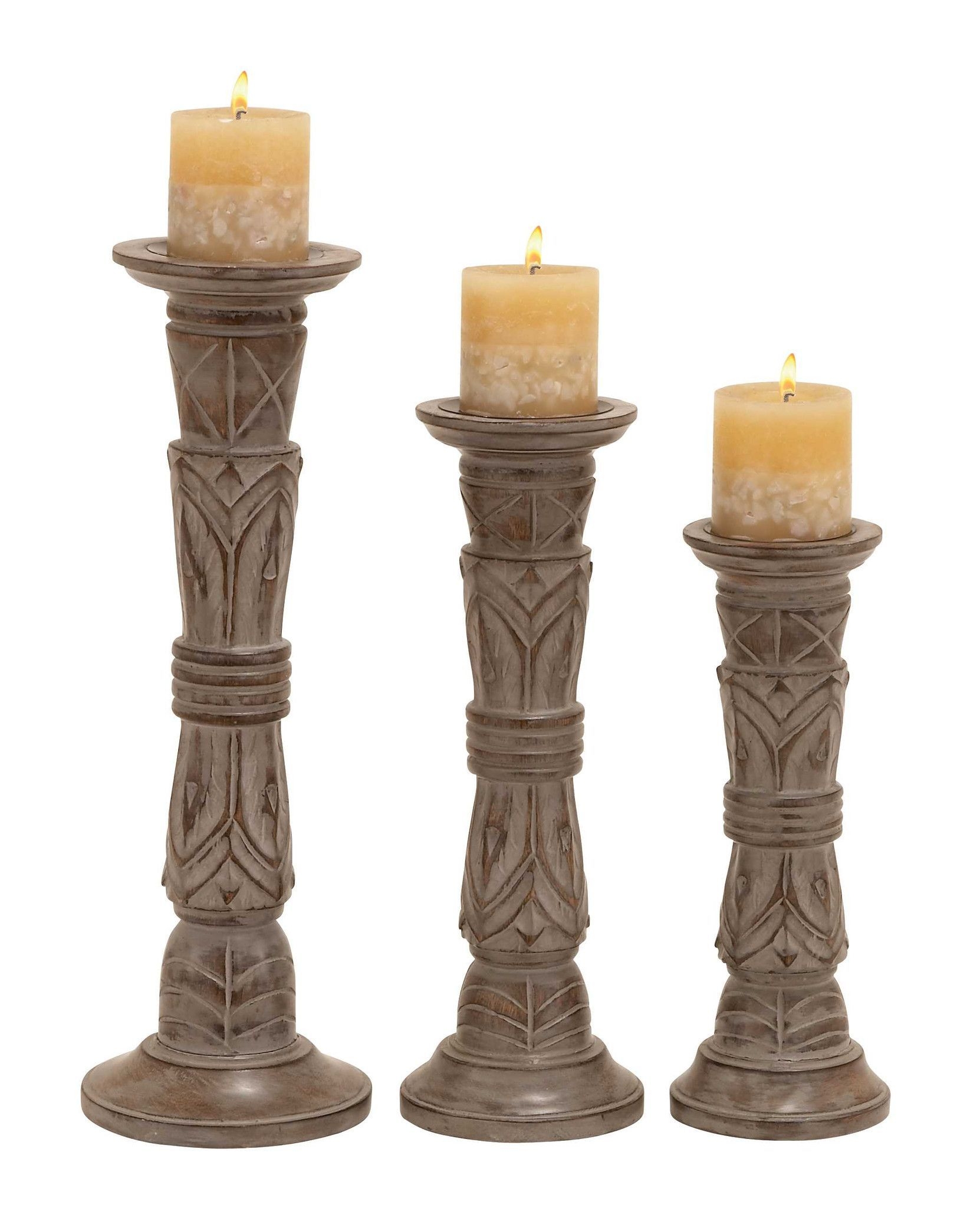 Large Wooden Candle Sticks