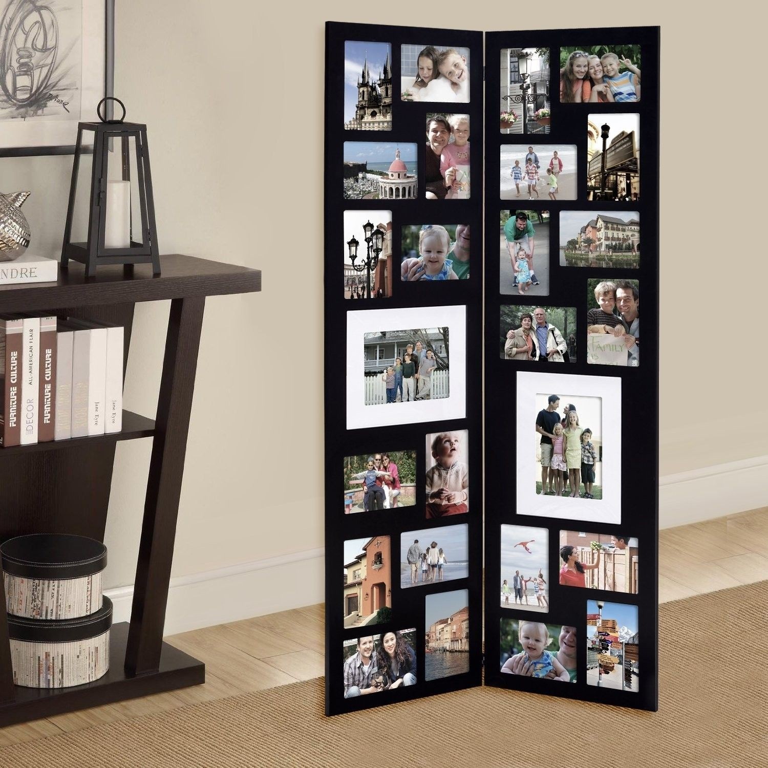 26 Opening Decorative Wood Folding Floor-Standing Photo Collage Picture Frame