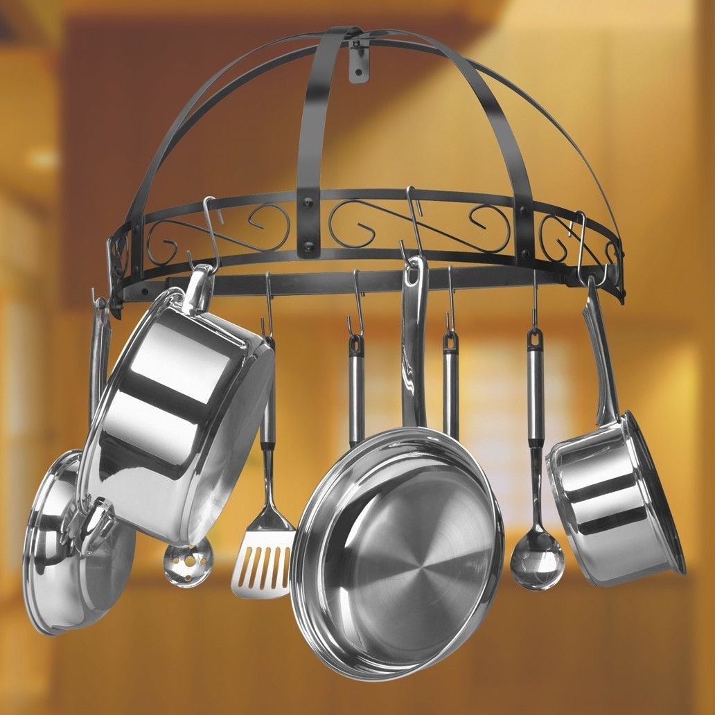 Wall Mounted Wrought Iron Pot Rack With Detachable Pan Lid - Temu