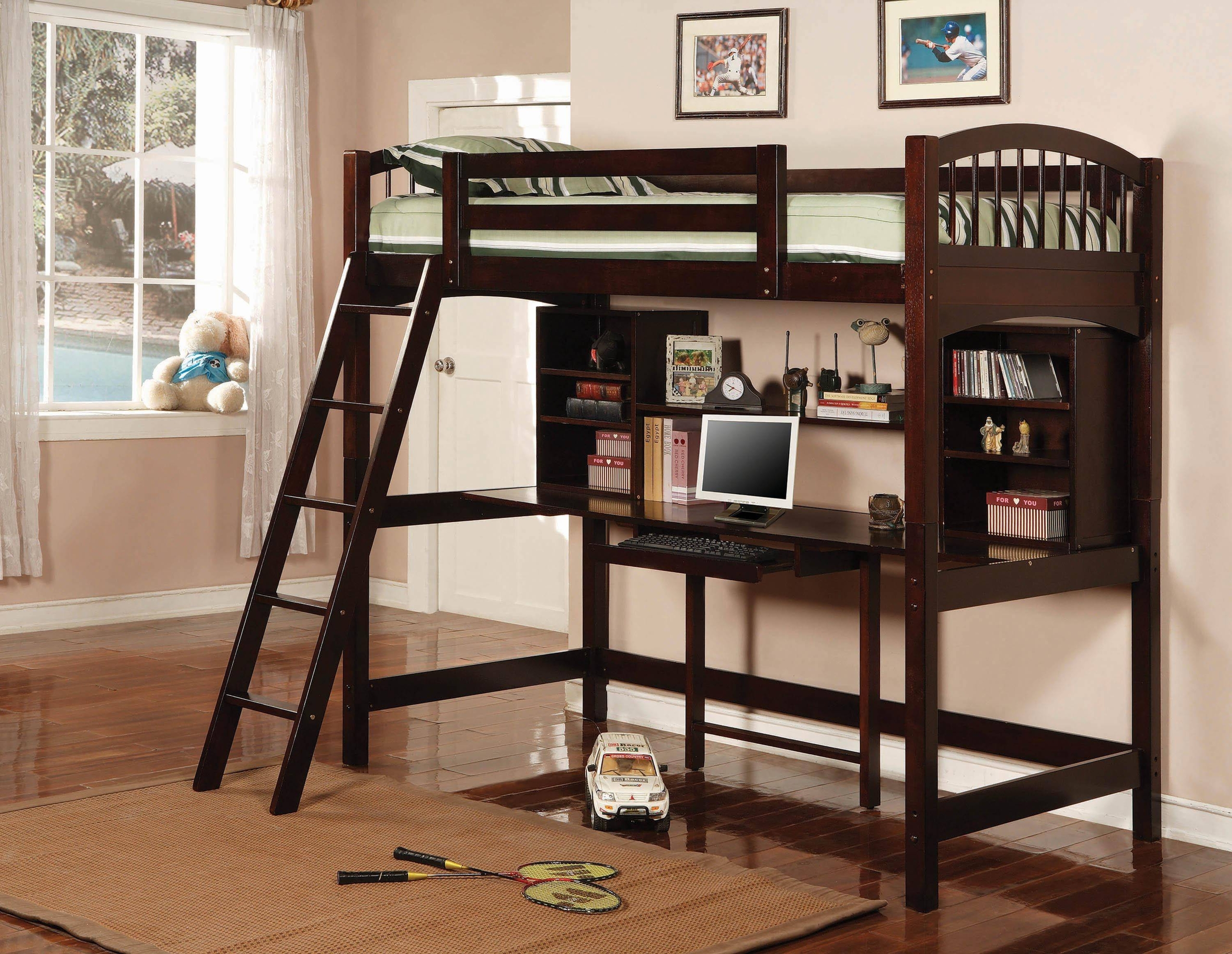 oak cabin bed with desk