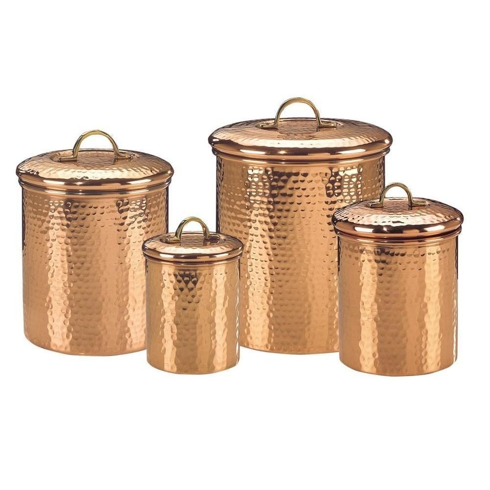 Hammered 4 Piece Copper Canister Set