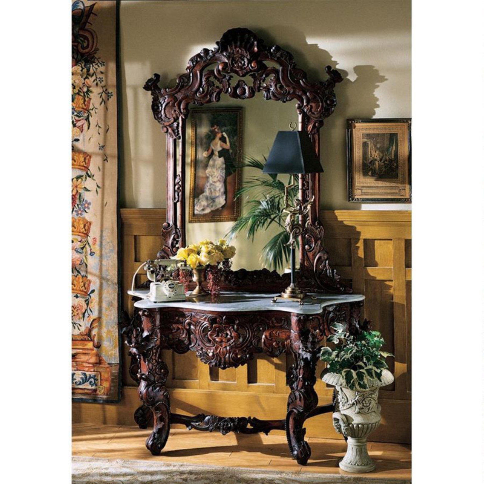 Hapsburg Console Table and Mirror Set