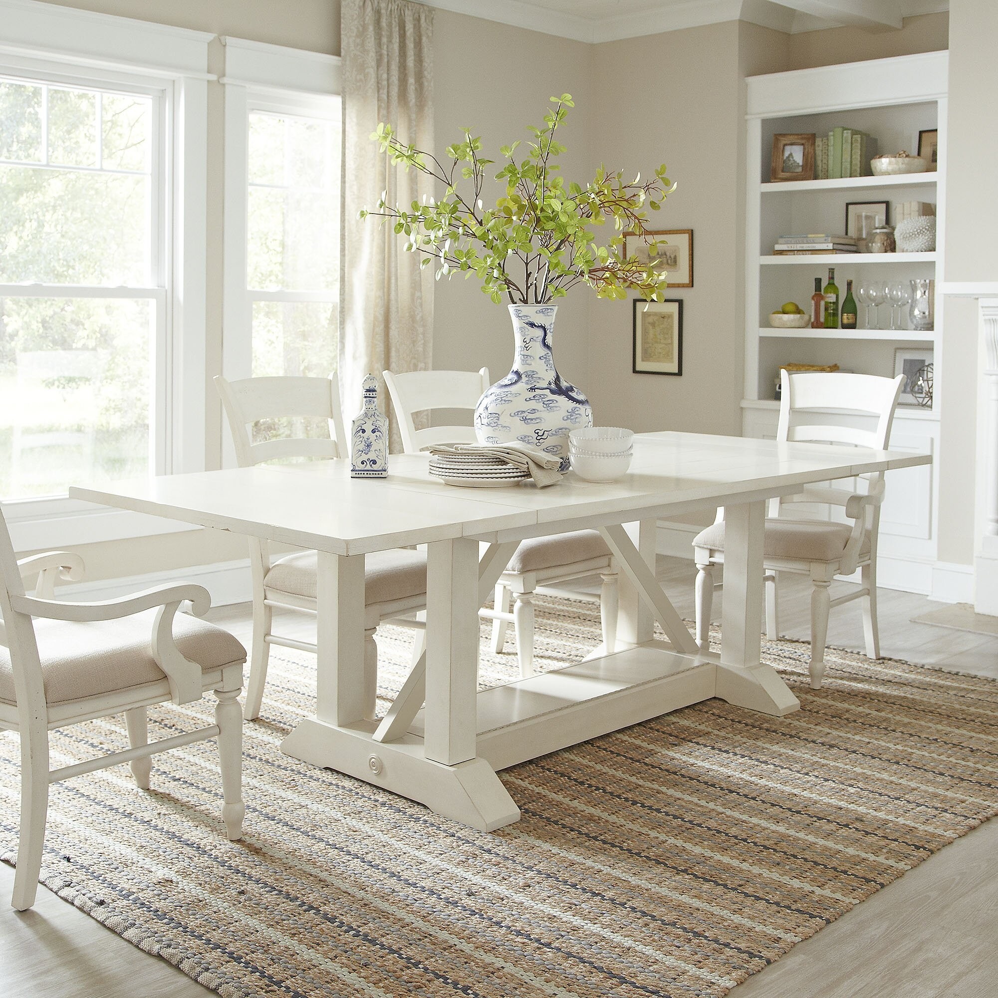 white distressed dining room set