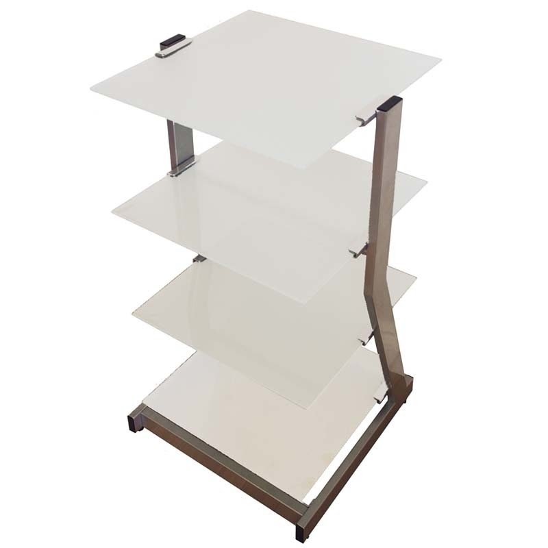 Metal and glass audio stand with frosted glass shelves zx