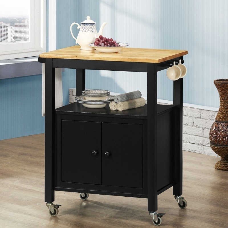 Miami Kitchen Cart With Butcher Block 