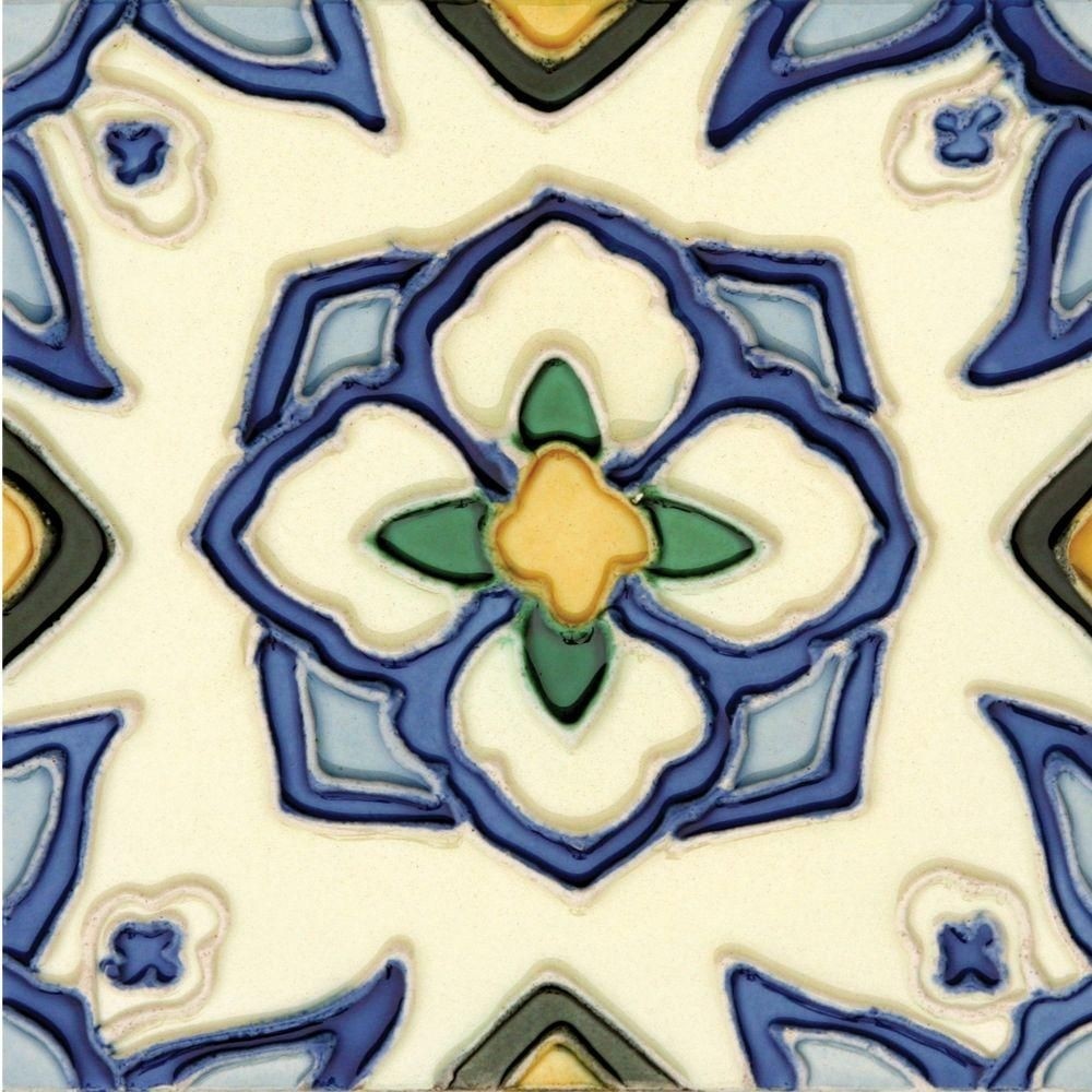 Mission 6" x 6" Hand-Painted Ceramic Decorative Tile in Jirasol (Set of 10)