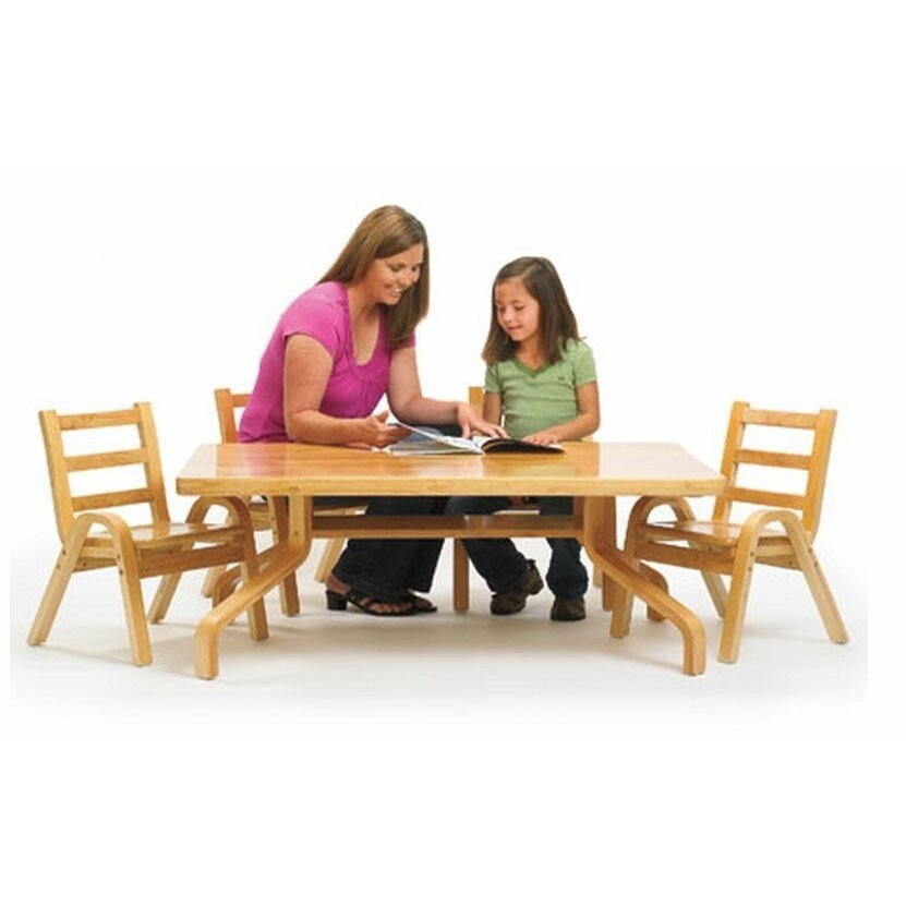 NaturalWood 12" Rectangle Toddler Table and Chair Set