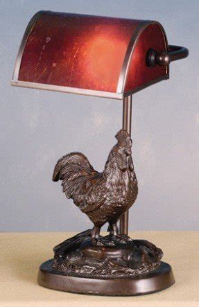 Rooster Banker-Style 11" H Table Lamp with Rectangular Shade