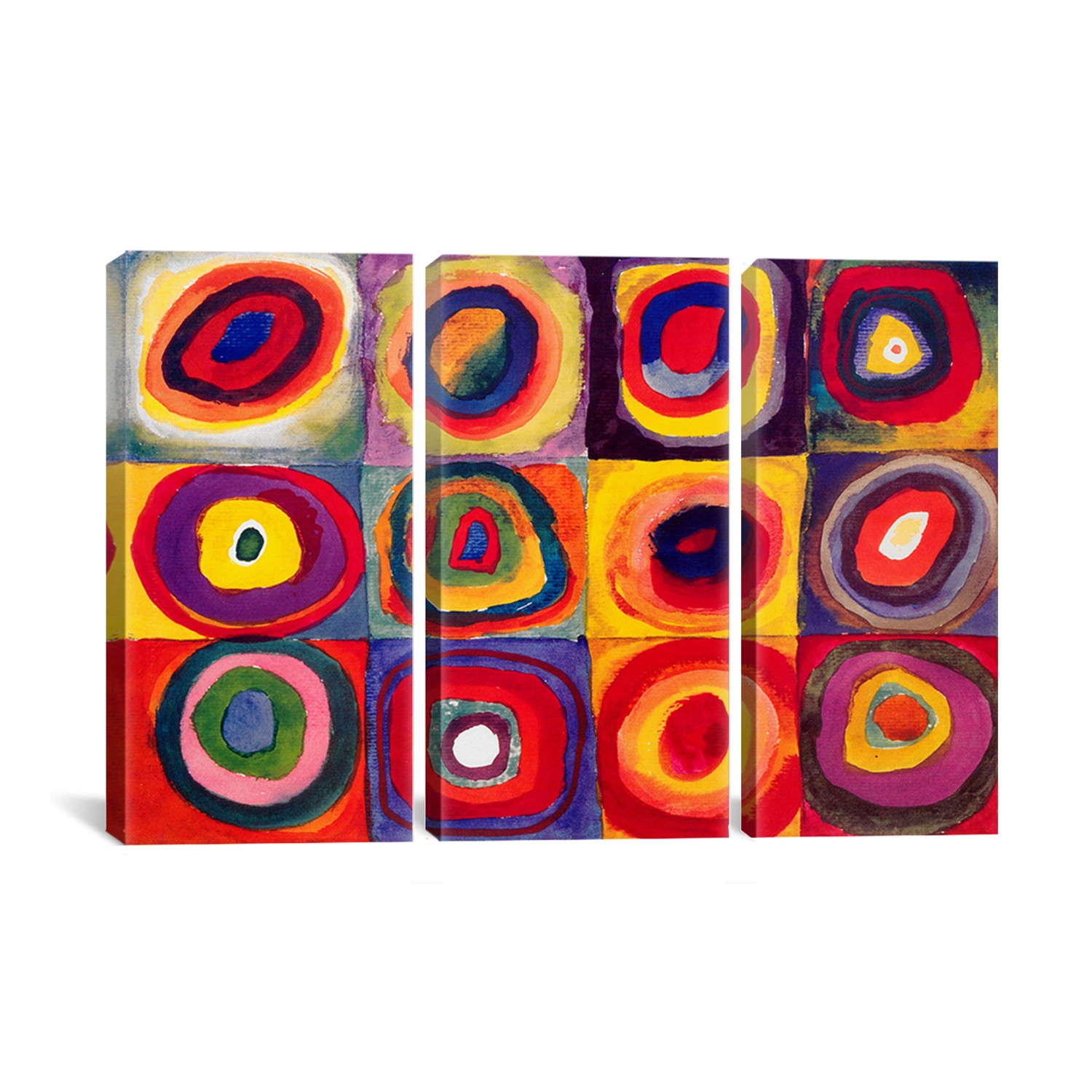 Squares with Concentric Circle Painting Print on Wrapped Canvas