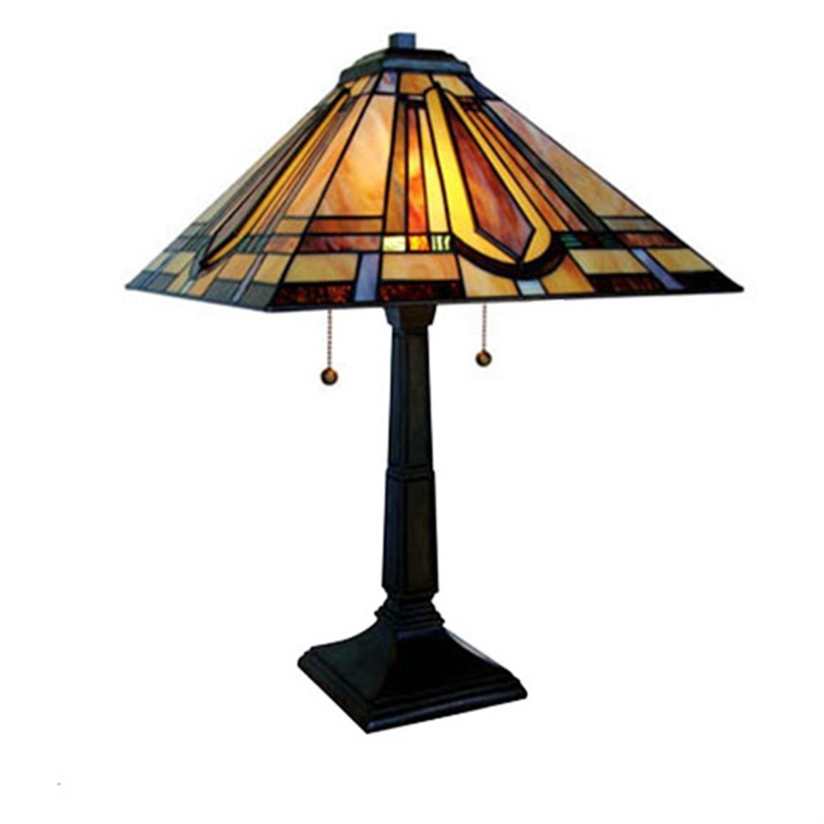 Stained Glass Mission Style 24" H Table Lamp with Empire Shade