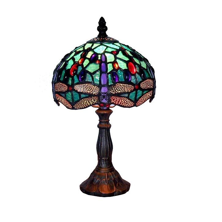 Tiffany-Style Dragonfly 12" H Table Lamp with Bowl Shade