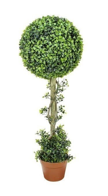 Two-Tone Artificial Boxwood Ball Topiary Tree in Pot