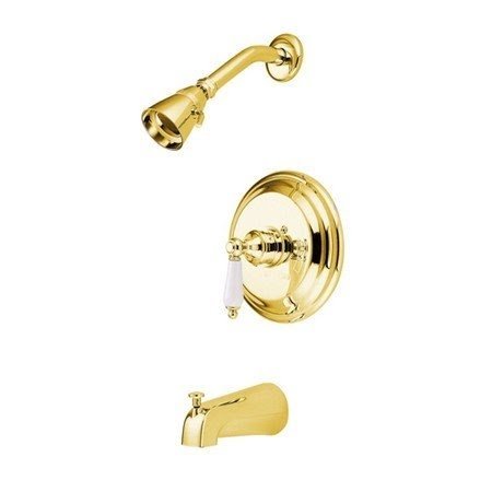 Vintage Thermostatic Pressure Balanced Tub and Shower Faucet with Solid Brass Shower Head with Porcelain Lever Handles