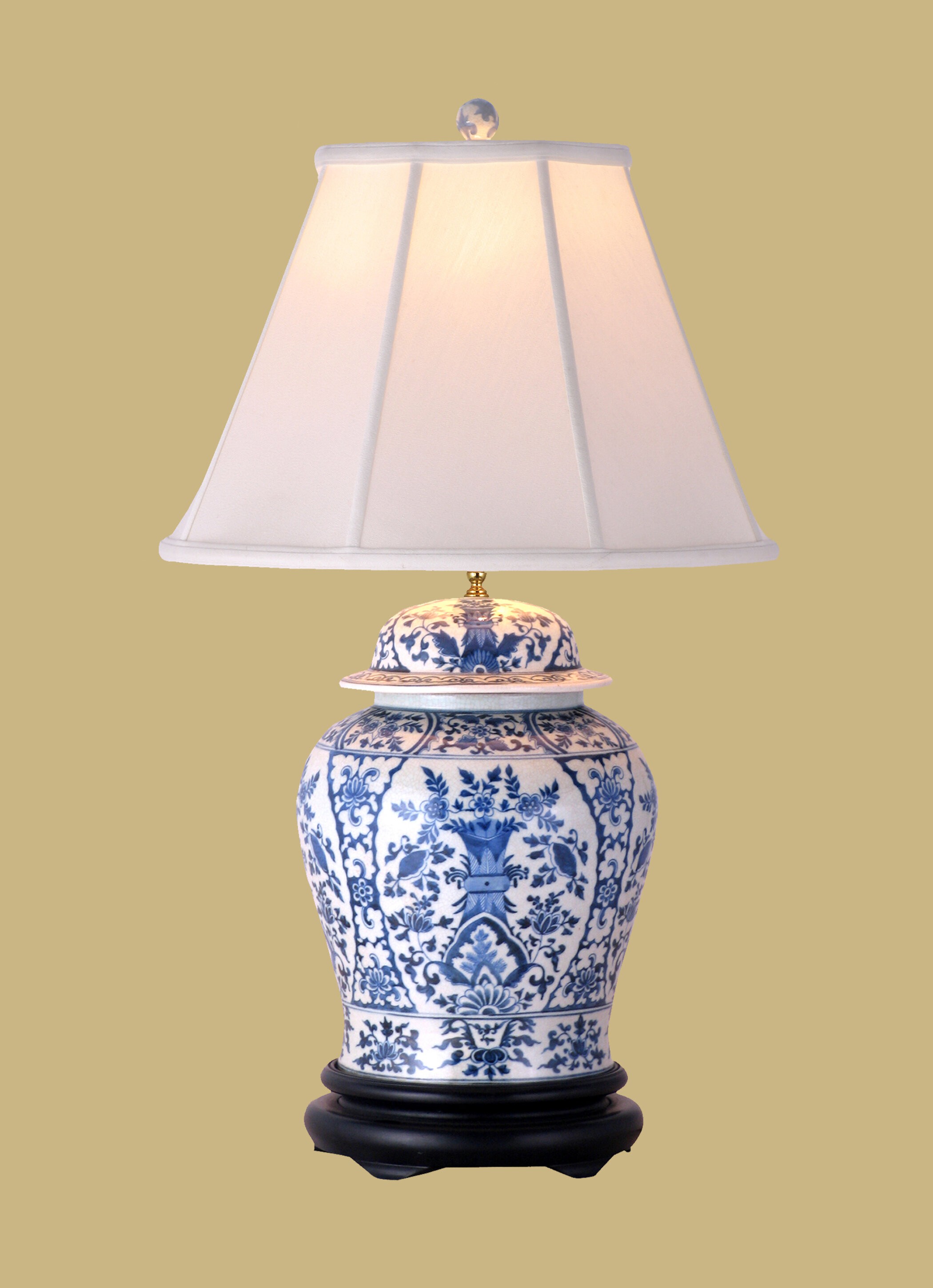 29" H Temple Jar Table Lamp with Bell Shade
