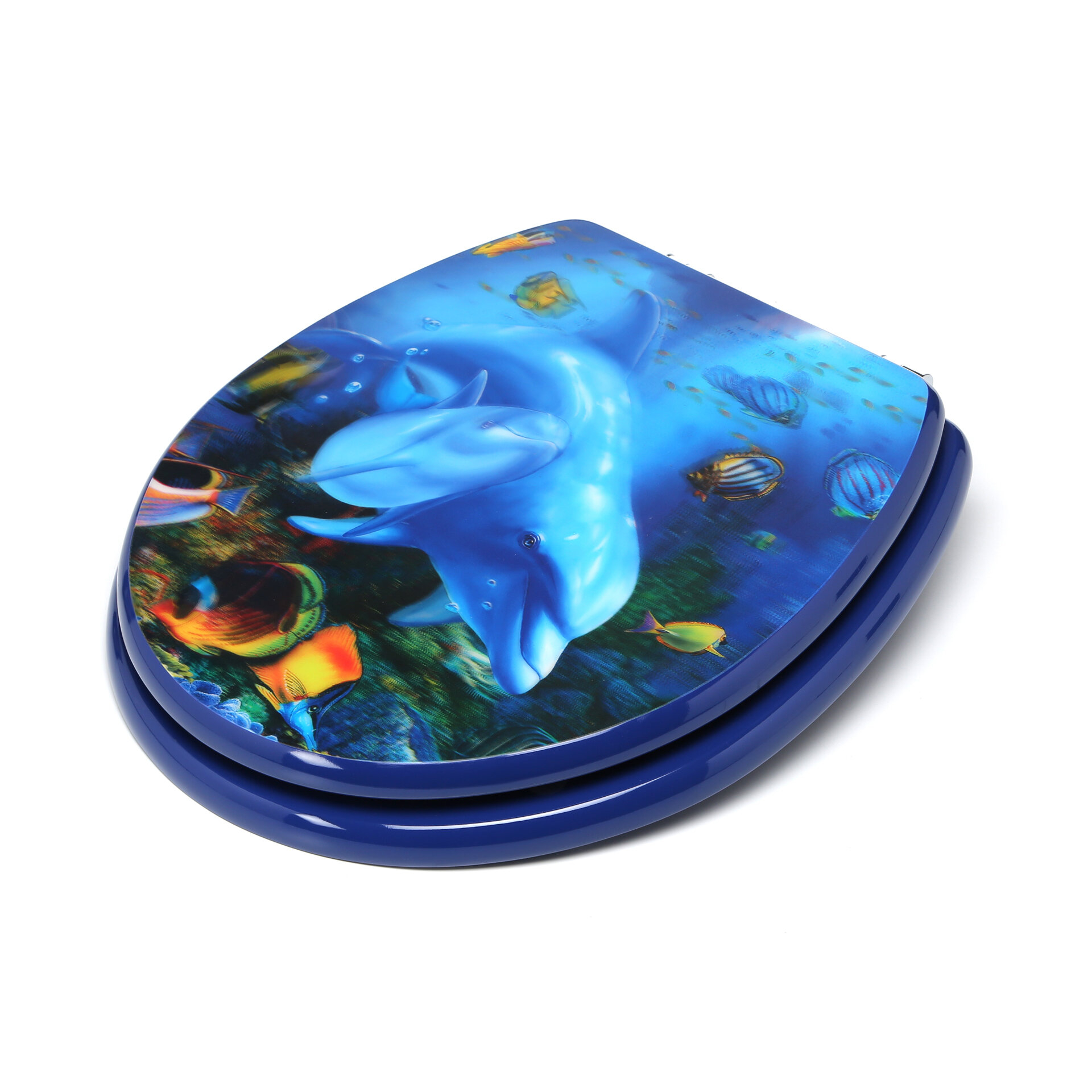 3D Ocean Series Dolphin Mother and Calf Round Toilet Seat