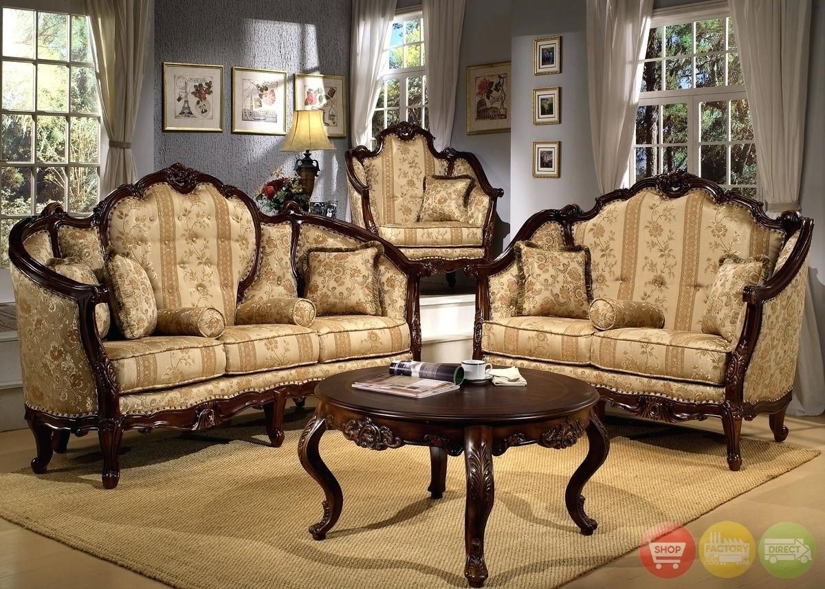 Bellflower victorian living room sofa loveseat furniture set wood trim