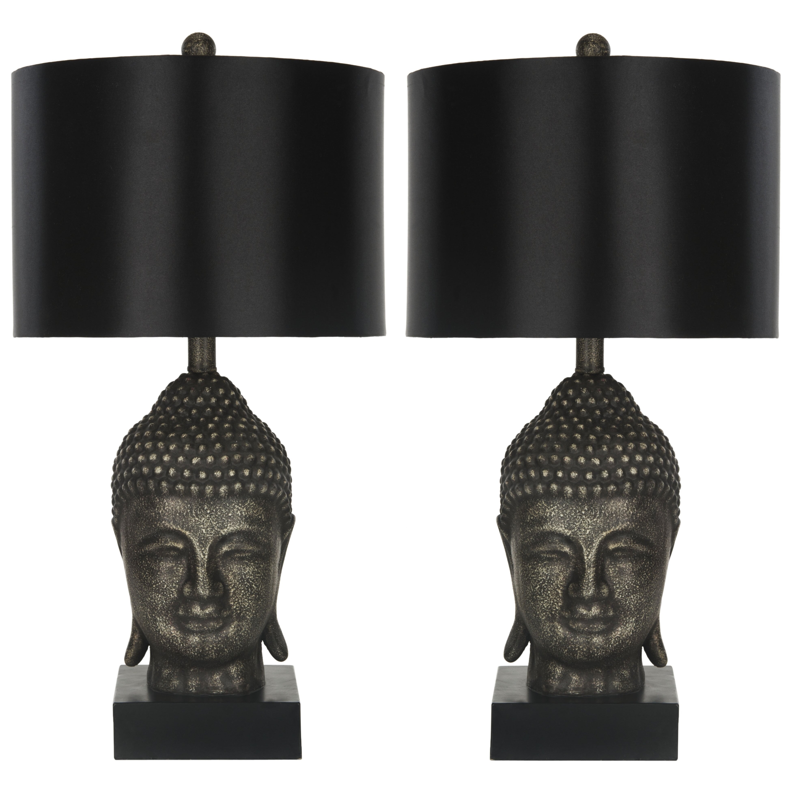 Buddha 24.5" H Table Lamp with Drum Shade (Set of 2)