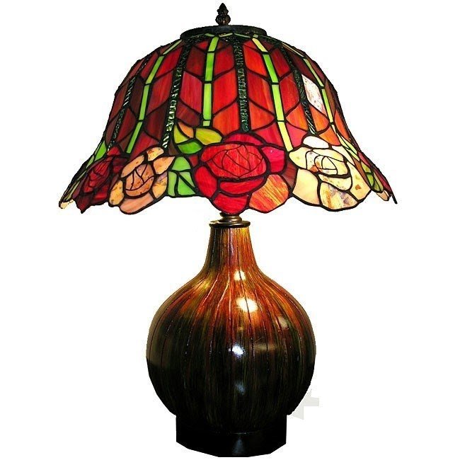 Ceramic Base Flower 23" H Table Lamp with Bell Shade