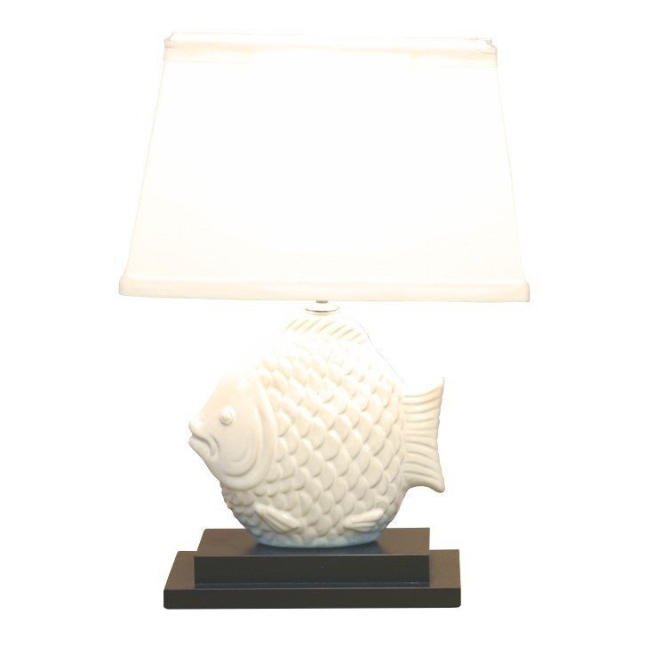 Ceramic Fish 15.5" H Table Lamp with Oval Shade