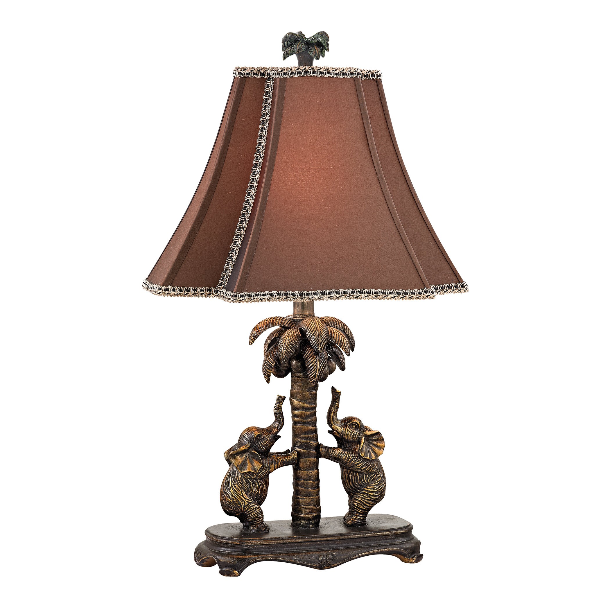 Elephants on Palm Tree Accent 24" H Table Lamp with Bell Shade