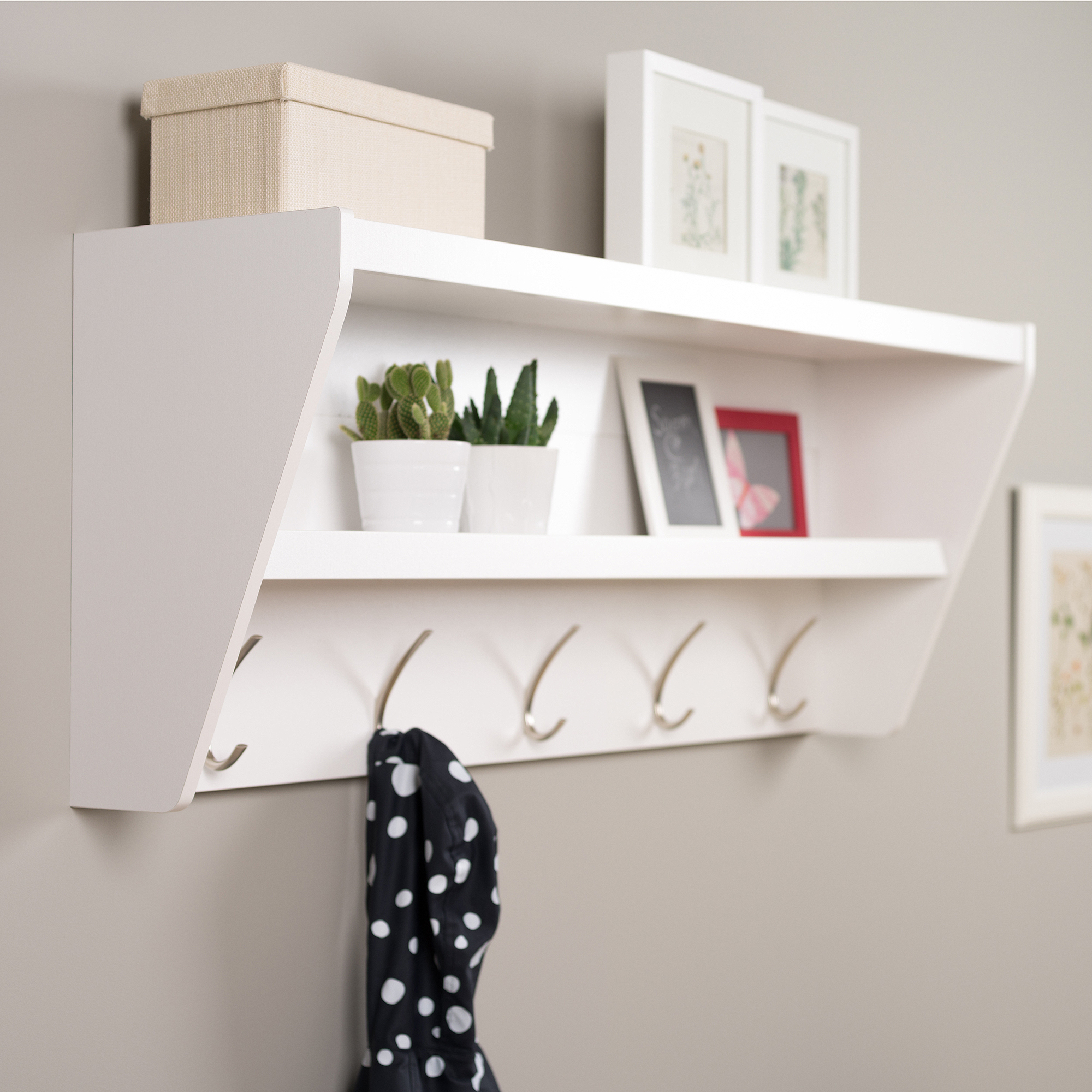 Wall Shelf With Hooks And Baskets Ideas On Foter