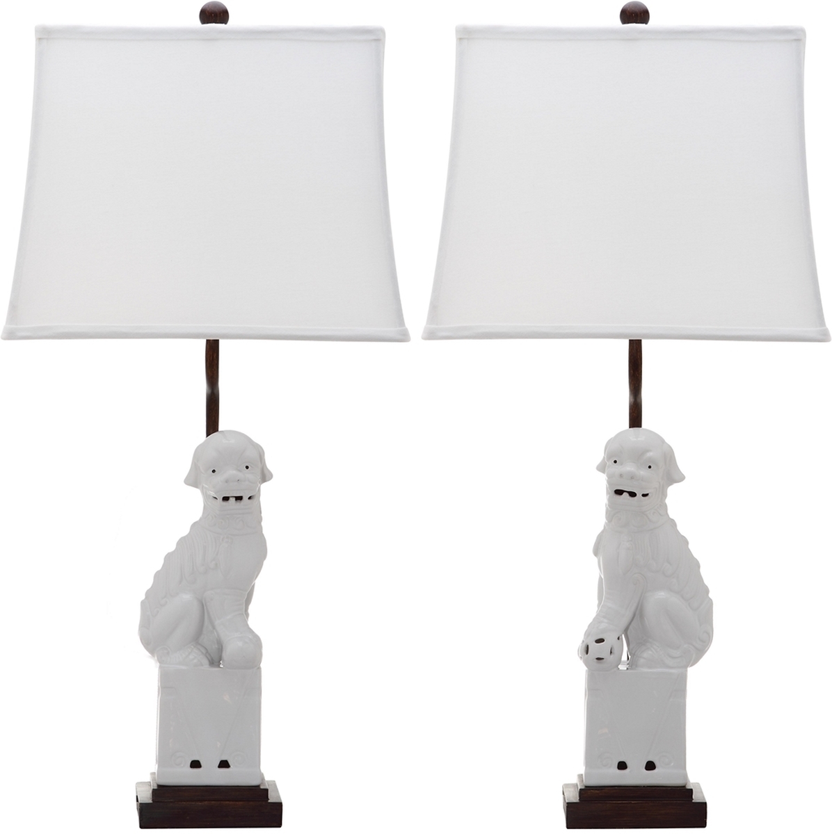 Foo Dog 28" H Table Lamp with Bell Shade (Set of 2)