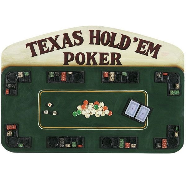 Game Room Hand-Carved Texas Hold'em Poker Sign Wall Décor