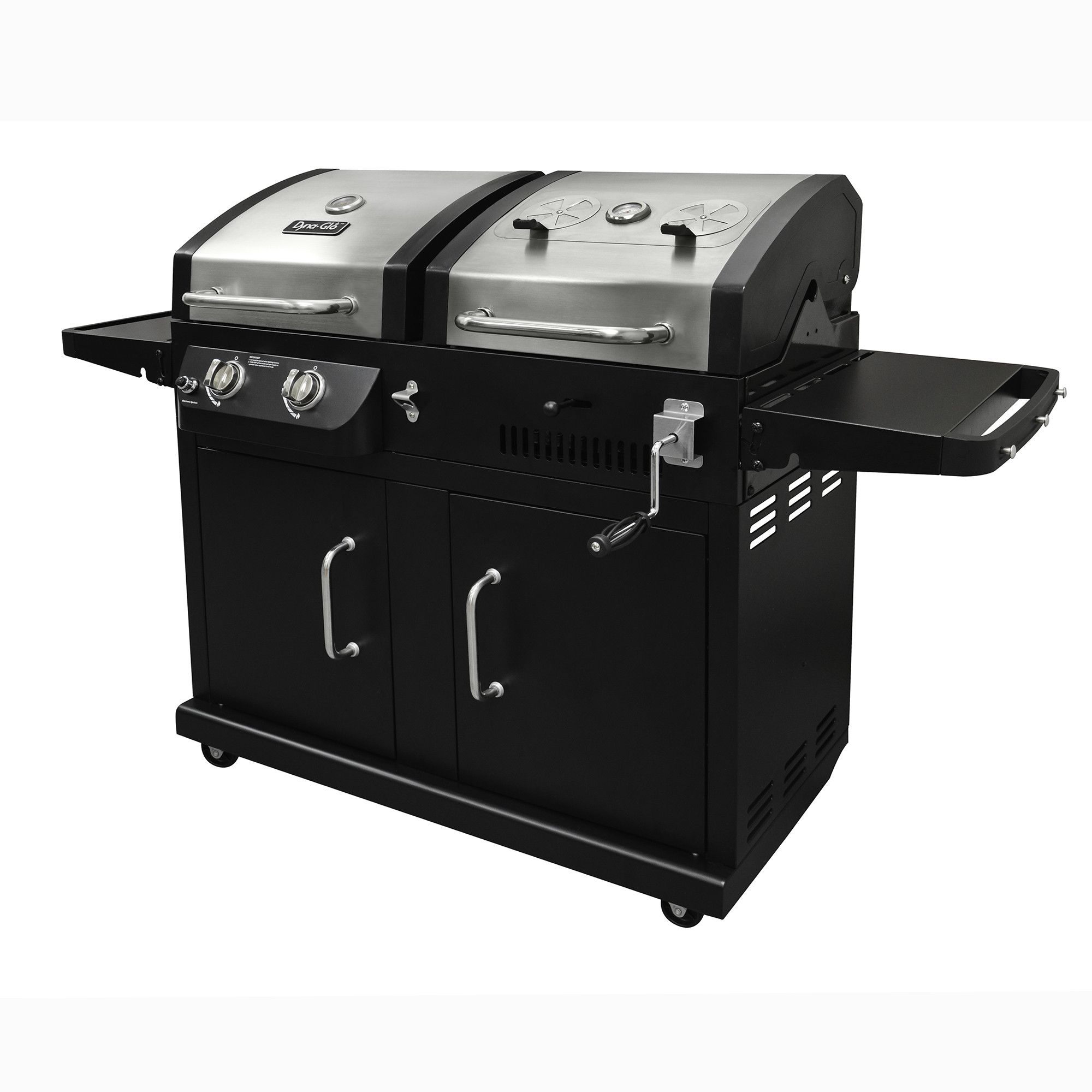 Gas Grill with Adjustable Charcoal Tray