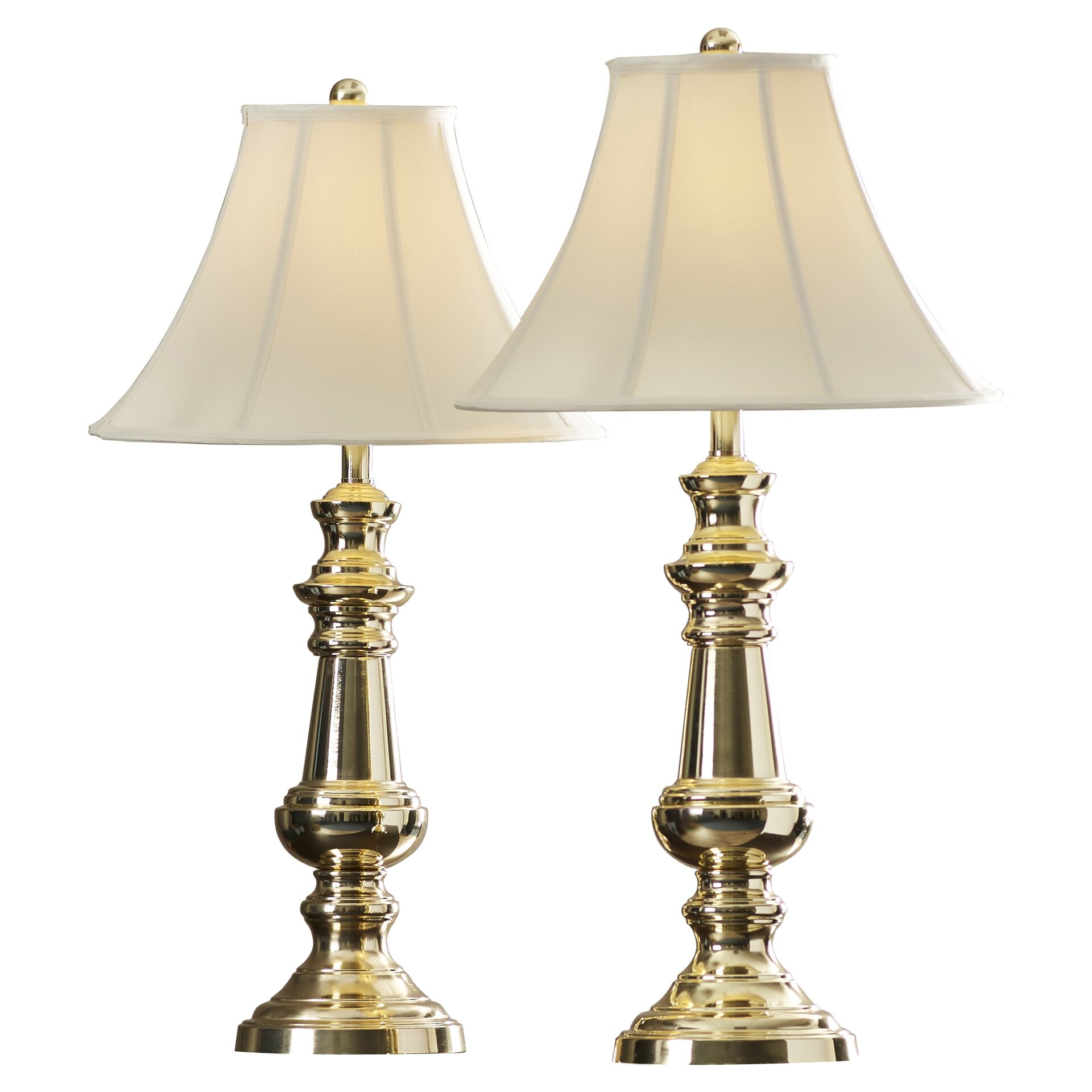 Oriol Polished Brass 32" H Table Lamp with Bell Shade (Set of 2)