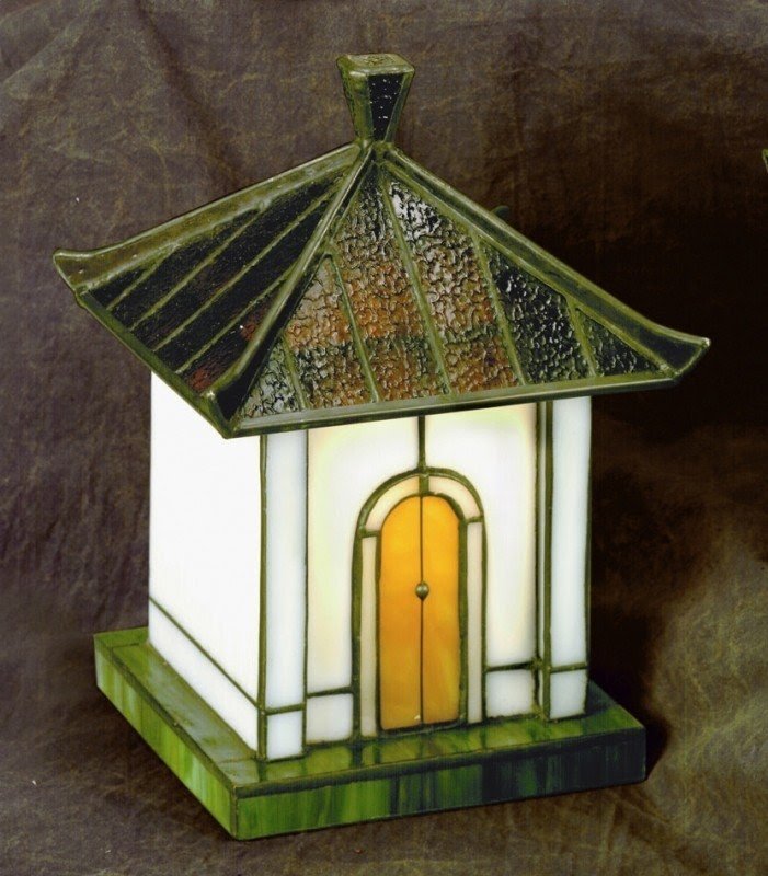 Pagoda Tiffany 8.5" H Table Lamp with Novelty Shade