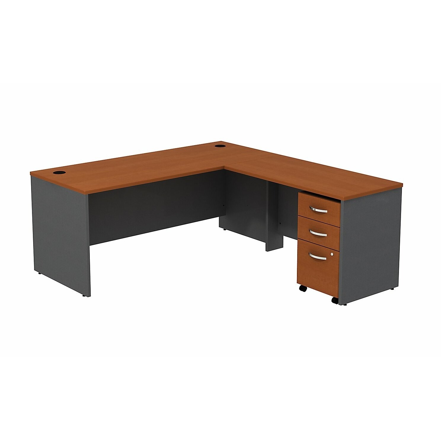Series C L-Shape Office Desk with 3-Drawer Mobile Pedestal