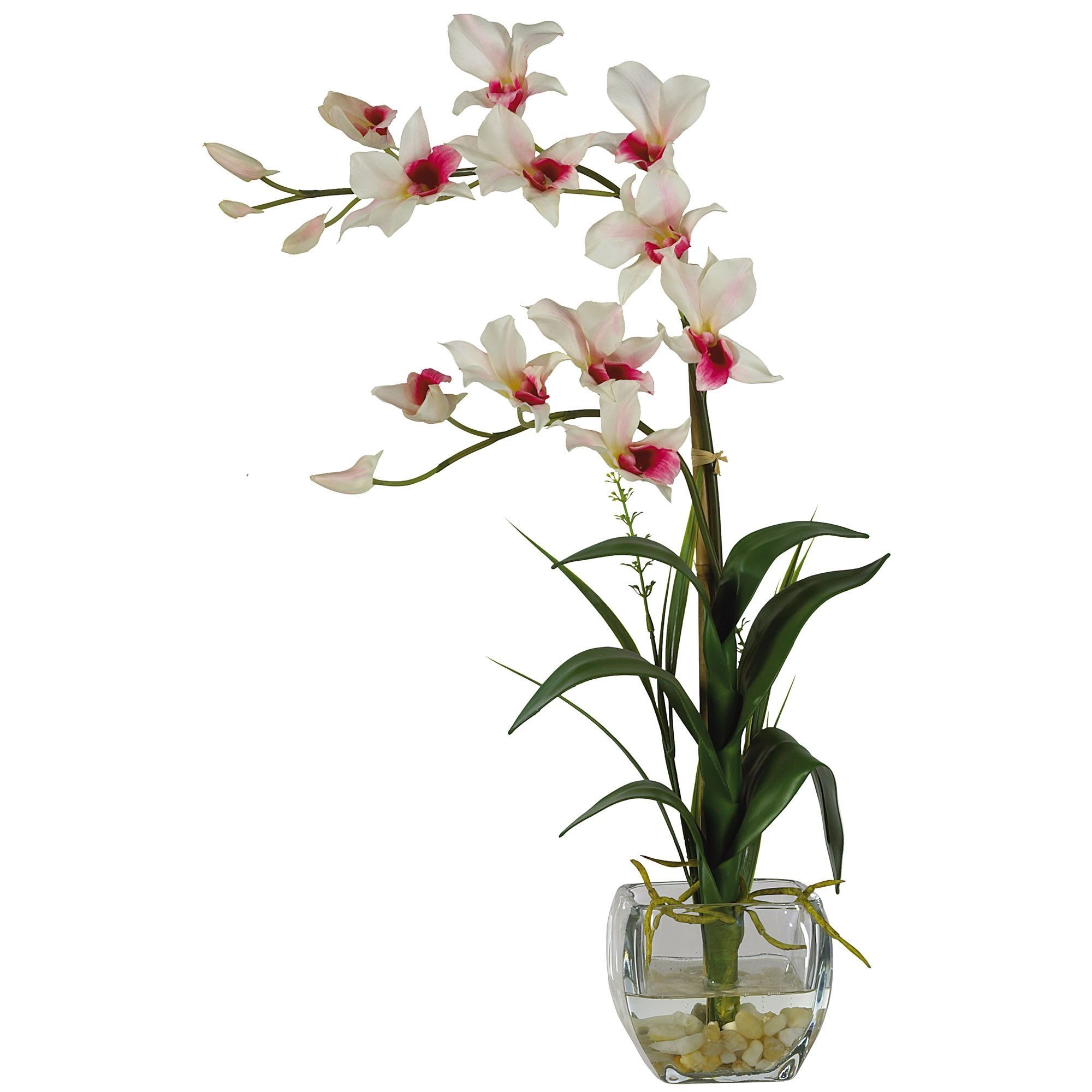 Silk Dendobrium Flowers with Vase