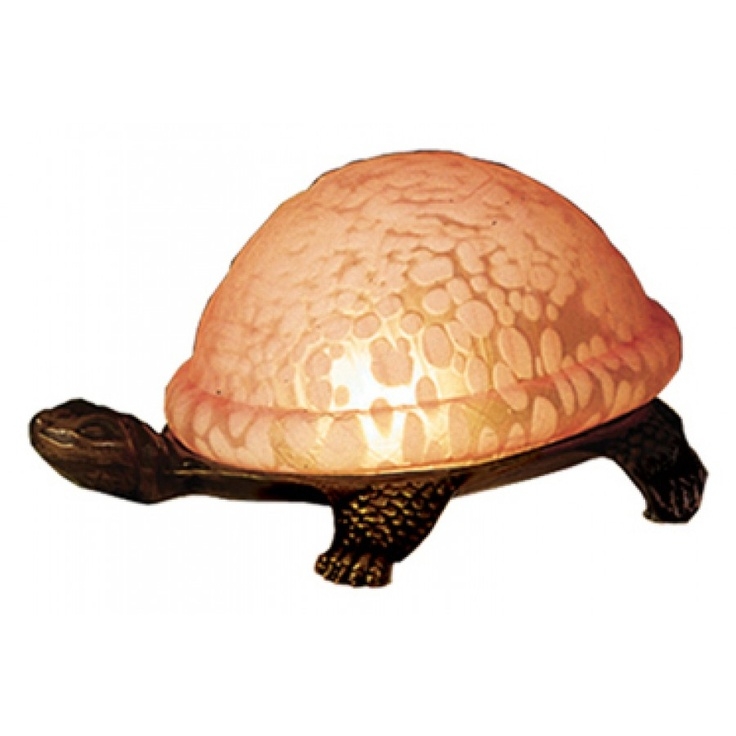 Turtle Art Glass 4" H Table Lamp with Bowl Shade