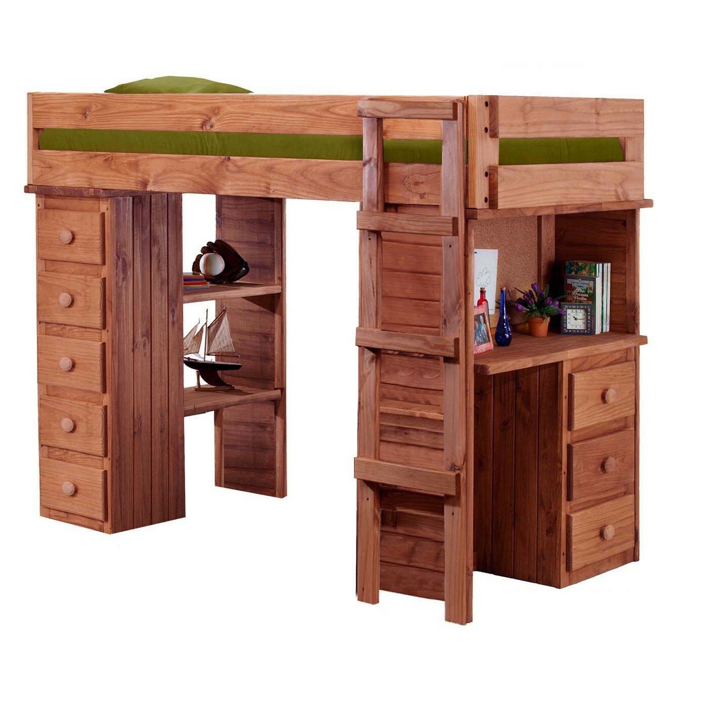 Twin Loft Bed with Desk and Chest End