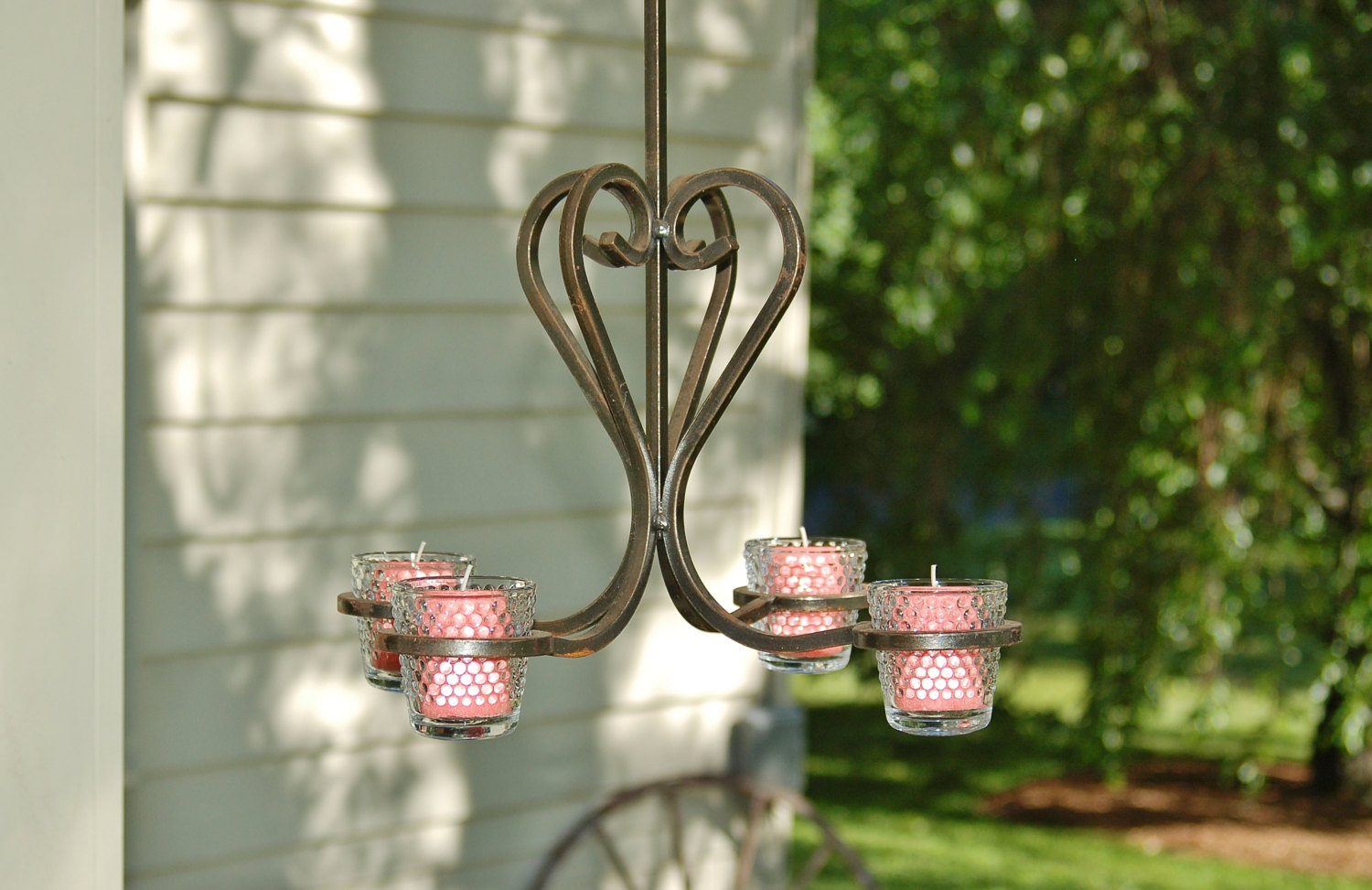 Iron chandelier iron votive candle chandelier 4 candle chandelier