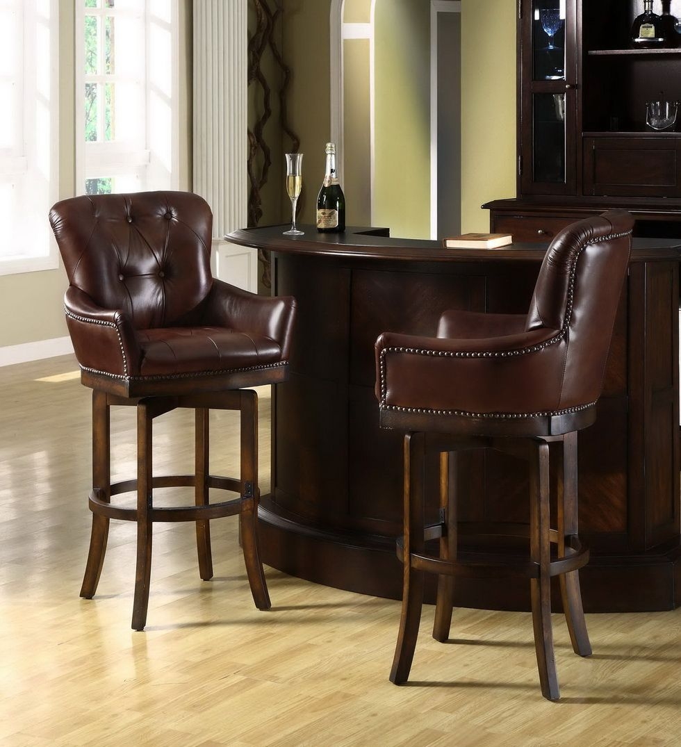 Leather top grain bar stools 4
