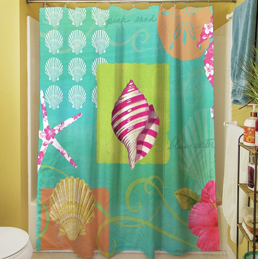 Beach Theme Shower Curtains Foter   Tropical Beach Shower Curtain 4 