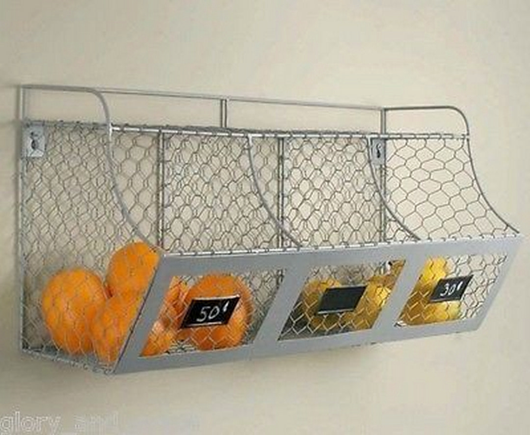 Vegetable basket bins with spice shelf storage rack chalkboard tags
