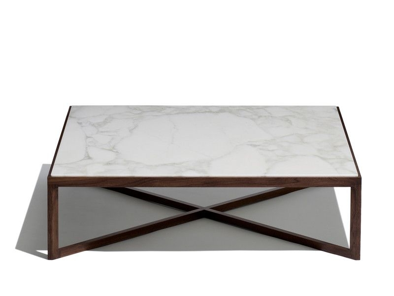 Krusin square coffee table with marble table top