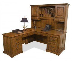 Oak l shaped desk deals with hutch