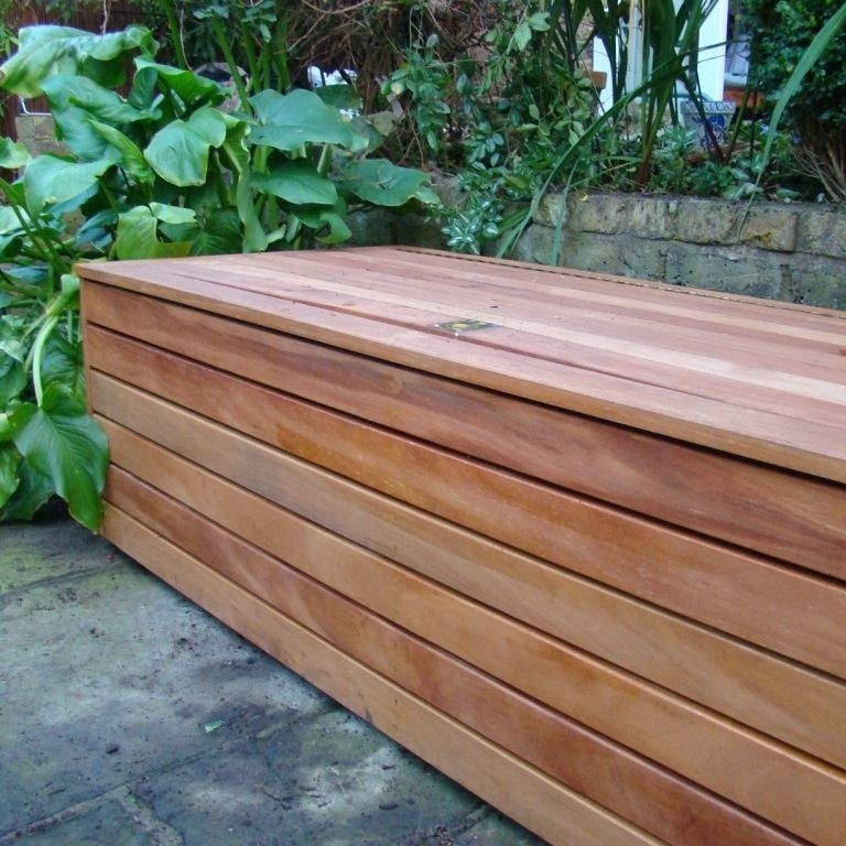 wooden garden storage bench waterproof