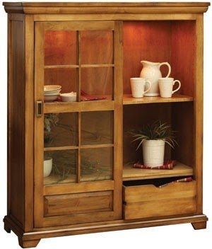 Abbie small bookcase with sliding glass doors in oak