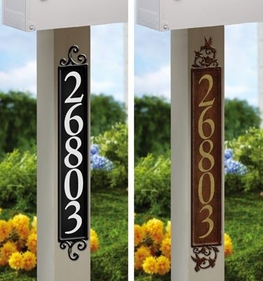 Vertical address plaques for house 6