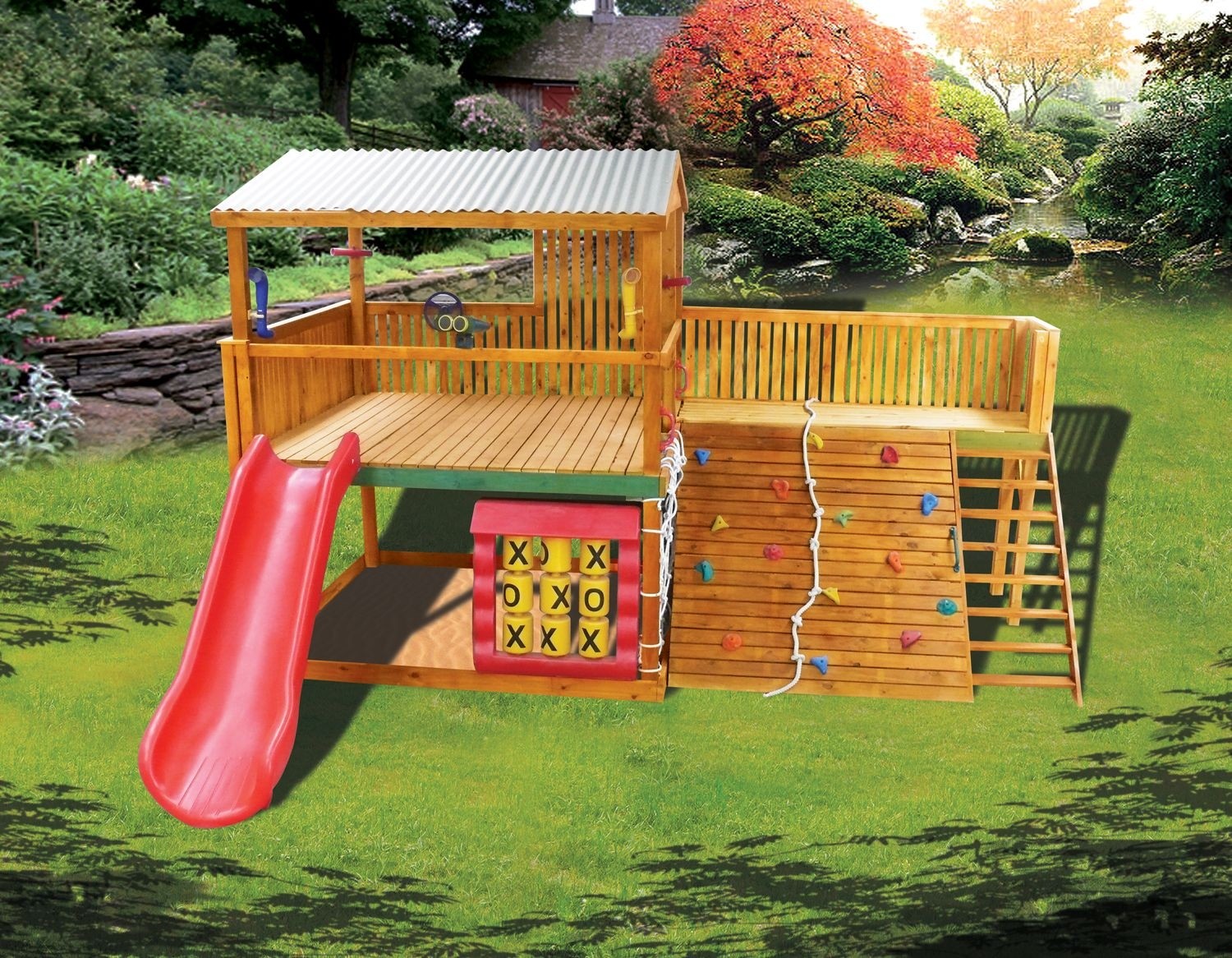 Backyard wooden playground equipment like our safari pak cubby fort