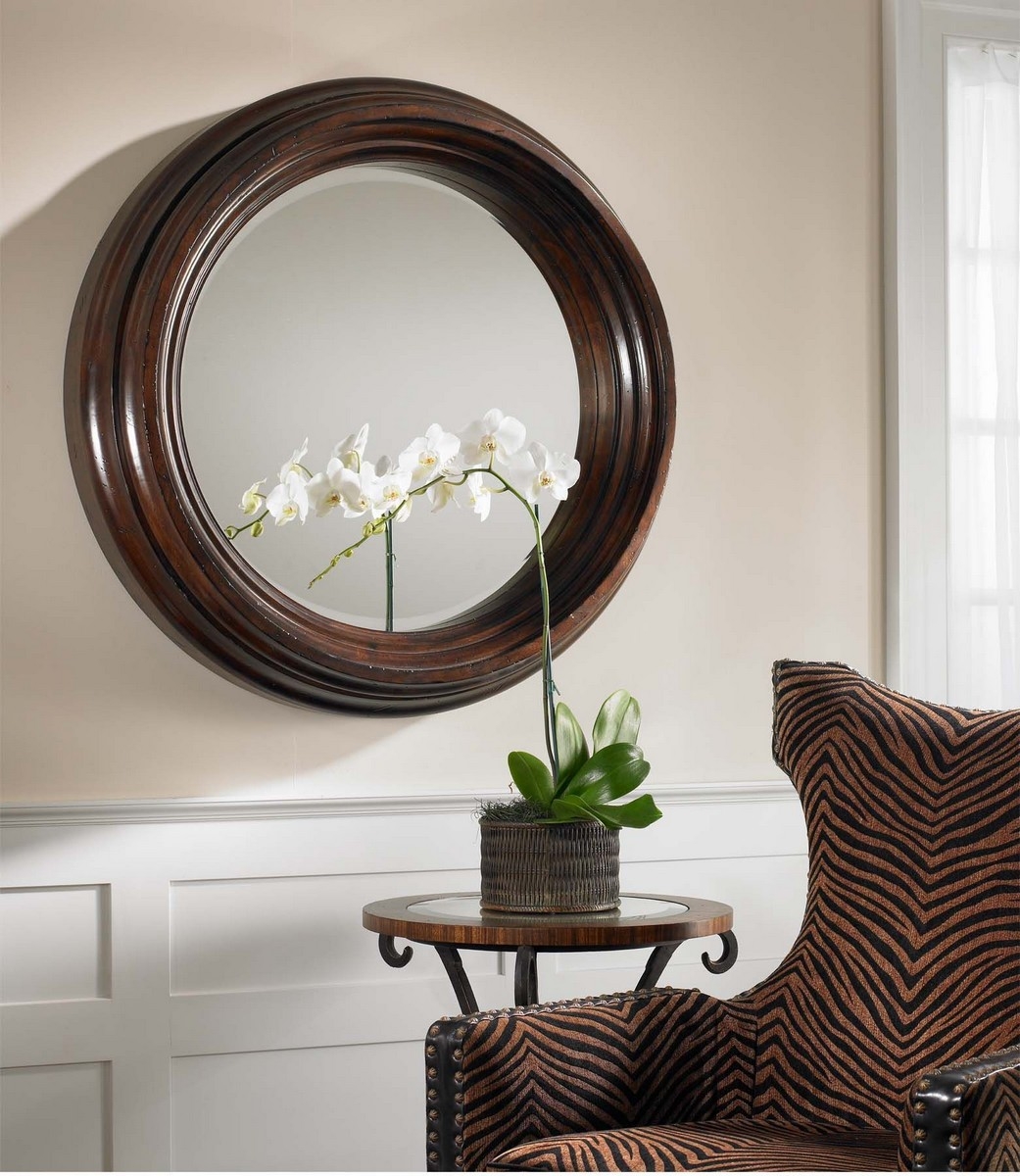 Large Round Wood Mirror - Foter