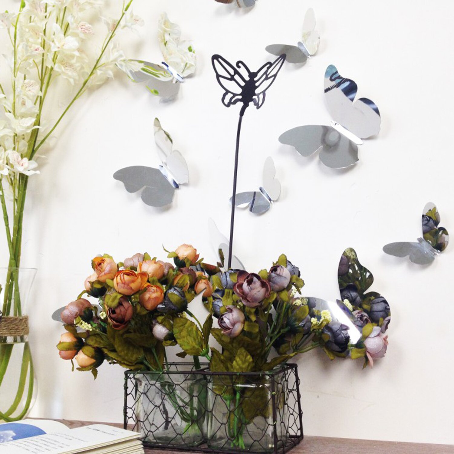 3d Mirror Butterflies Wall Decal 