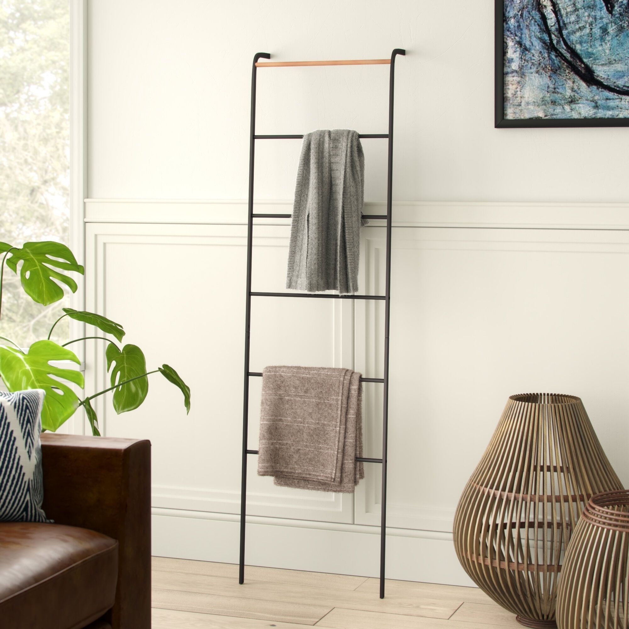 Details about    Blanket Ladder Quilt 5 FT Wood Rustic Decorative Towel Rack Storage Living Room 
