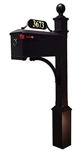 Addresses of Distinction Williamsburg Mailbox & Post System Style 620 – Black Rust Resistant Mailbox – Includes Address Plate, Numbers, Decorative Scroll & Mounting Hardware - Powder Coated Aluminum