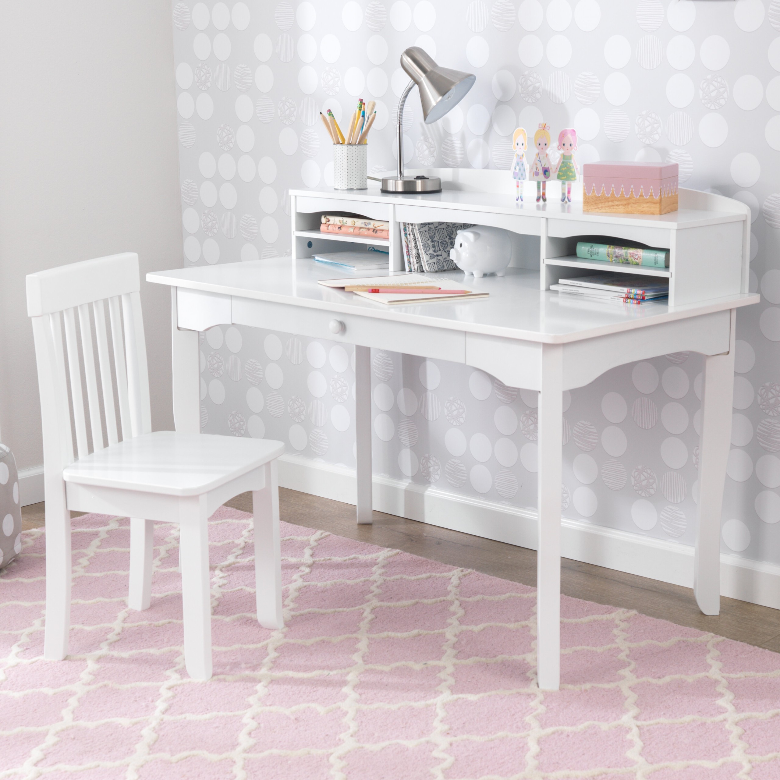Avalon Kids Writing Desk with Hutch and Chair Set