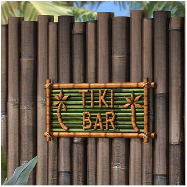 Bamboo Wood Tiki Bar Sign